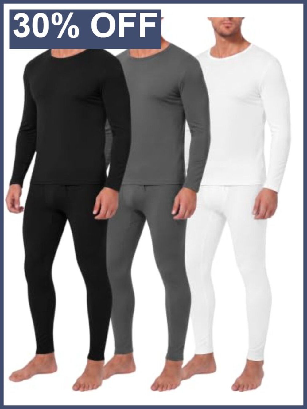 Men's Thermal Underwear Set Micro Fleece Lined Base Layer Winter Warm